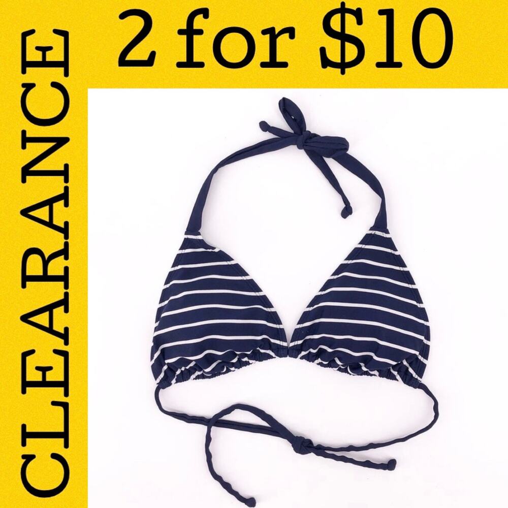🟡 Gap Body navy striped triangle bikini top